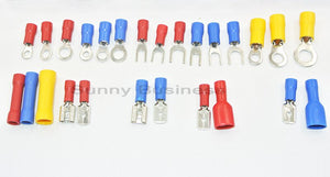 373Pcs  24value  Assorted Insulated Electrical Wire Terminals Crimp Connector Spade Butt Ring Fork Set #4 to 1/4