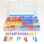 373Pcs  24value  Assorted Insulated Electrical Wire Terminals Crimp Connector Spade Butt Ring Fork Set #4 to 1/4"