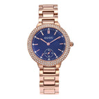 GUOU 8141 Rhinestone Women's Watches Temperament Simple Two-pin Half Women's Watch Fashion Blue Glass Rose Steel Band Watch for Women