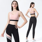 Ins fitness suit beautiful back sports bra high waist pants two-piece yoga suit quick drying running sportswear 9097-6144