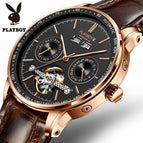 PLAYBOY 3017 Original Multi Functional Automatic Mechanical Watch Waterproof Male Formal Watches Men's Watch Gift for Father ,friends