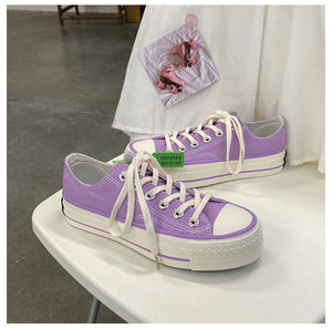 Pure white thick soled canvas shoes female student Korean version Harajuku ulzzang versatile heightening shoes 5616CW