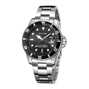 PINTIME Watch Men's Steel Belt Quartz Watch New Business Watch Calendar Causal men watch PT6582