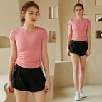 lulu yoga clothes top women's spring and summer drawstring thin sports professional running fitness clothes shorts suit 226+809