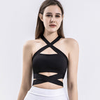 2023 Yoga Clothes Lace-up Sports Fitness Vest Women's Running Sports Cross Back Underwear with Chest Pad Top Women's