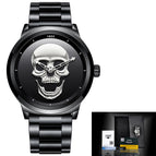 LIGE Simple Skull 3D Men's Waterproof Men's quartz Watch LG9876