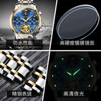 OLEVS Automatic Mechanical Men Watches Stainless Steel Waterproof Date Week Green Fashio Classic Wrist Watches