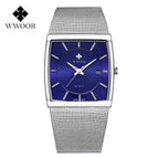 WWOOR Popular Square Men's Mesh Strap Watch Luminous Calendar Waterproof Watch 8831