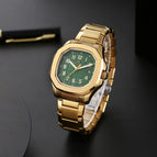 BESTWIN men's watch Square Butterfly Clasp Fashion Steel Calendar Men's casual Quartz Watch 985