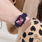 Guou 6018 Dial Rectangle Women Watches Fashion Bracelet Quartz Watch Ladies Casual Watch
