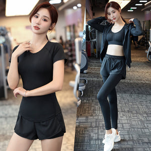 Women yoga suits Professional Morning Running Sports Suit Top end Yoga Suit Outdoor Fitness 5-Piece Set Loose Fast Drying 1002