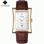 New Luxury Brand WWOOR 8017 Men's Watches Quartz Watch Male Wristwatch leather Strap Waterproof Clocks