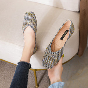 Women's fashion shoes 2022 new spring women's heads bows shoes flat one pedal office lady shoes women 555-5