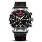 Megir Men's Watch Fashion Chronograph Waterproof Genuine Leather Sports Quartz Men's Watch G2131g