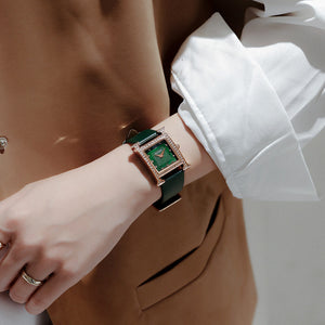 2023 New Arrival GUOU small women's watches trend simple temperament shell surface rhinestone leather belt casual watch