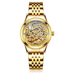 LAOGESHI dragon and phoenix steel strap couple watch mechanical hollow luminous waterproof watch automatic mechanical watch