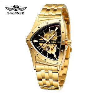 New Winner European American Style Men's Fashion Casual Hollow Triangle Automatic Mechanical men business Watch SLZg120