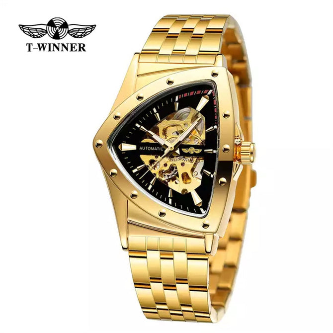 New Winner European American Style Men's Fashion Casual Hollow Triangle Automatic Mechanical men business Watch SLZg120