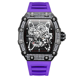 ONOLA ON3827D Fashion Diamond-Studded Design Live Watch Burst Tape Waterproof Sports Quartz Watch Men