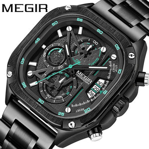 New Megir Men's Watch Fashion Square Watch Timing Luminous Calendar Men's Watch 2217