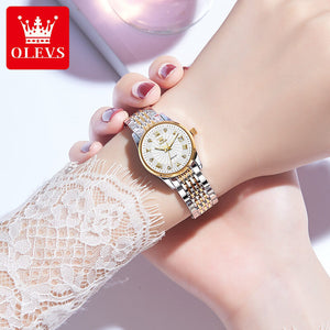 2021 New OLEVS Watch Automatic Mechanical Watch Business Diamond Double Calendar Waterproof Ladies casual Watch 6630