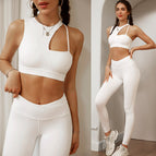 2023 New Beauty Back Yoga Suit Sports Bra High Waist Hip Lifting Running Fitness Pants Set WXM169+CKM255