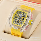 Men's and women's watch 6-Pin Quartz Watch Barrel-Shaped Hollowed Fashion Non-Mechanical Watch Spot Transparent Watch 8087