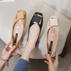 Square head flat sole single shoes 2022 new spring scoop shoes women's one pedal office lady shoes 555-2