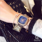 GUOU Watch Women Fashion Square Women's Watches Rose Gold Personality Calendar Stainless Steel Watches relogio feminino saat