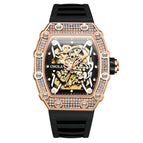 ONOLA ON3829D watch for men Fashion full diamond automatic mechanical watch men's silicone strap waterproof watch