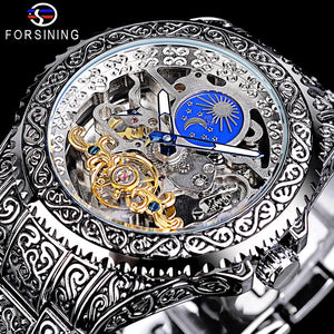 2023 New Arival watches Forsing Style Men's Fashion Hollow out Vintage Carved Automatic Mechanical Watch