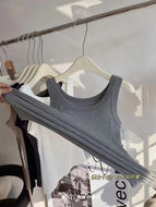 Threaded knitted camisole women's seamless bottoming casual anti-glare all-match vest