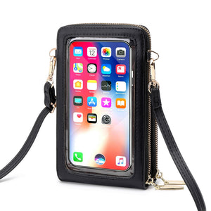 Touch screen mobile phone bag female transparent multi-function vertical mobile phone messenger mini bag mobile phone wallet bag SJ622