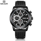 MEGIR 2101 Top Brand Men's Analog Quartz Sport Watches Men Luxury Business Watch Fashion Silicone Waterproof Wrist Watch Male Clock