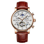 KINYUED business leather men's mechanical watch hollow waterproof mechanical watch JYD-J026