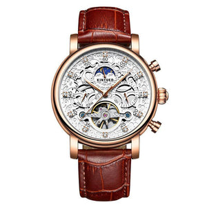 KINYUED business leather men's mechanical watch hollow waterproof mechanical watch JYD-J026