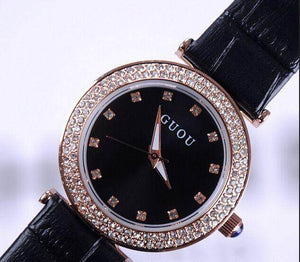 GUOU 8112 Relogio Women's Watches Luxury Diamond Waterproof Genuine Leather Ladies Watch Women Watches Clock