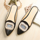 Women's sandals flat and soft soles women's fashion pearl rhinestone shoes slippers women's plus size shoes A1-3-6