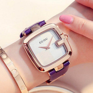GUOU Women's Watches Square Fashion zegarek damski Luxury Ladies Bracelet Watches Leather Strap Clock