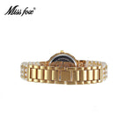 MISSFOX Fashion Women's Analog Watch Gold Pearl Diamond Waterproof Quartz Watch 2170