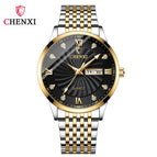 CHENXI Business Dual Calendar Watch Couple Steel Strap Watch in Stock Men's and Women's Quartz Watch CX-8212A inter-gold