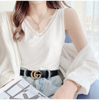 V-neck vest women's slim fit V-neck sexy lace bottoming ice silk thread can be worn outside beautiful back underwear ladies