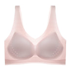 Plus size Thin ice silk beautiful back gather bra wrap chest underwear deep V breathable small chest vest type seamless sleep bra women