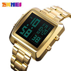 SKMEI1369 Men Fashion Watches New Stopwatch Waterproof Watch Stainless Steel Fashion Digital Wristwatches Male Clock