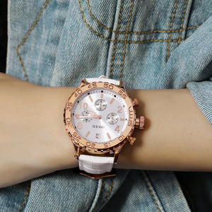 GUOU Watches female personality large dial retro style fashion couple casual neutral watch for women