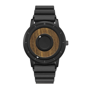 EUTOUR E022 Ｗooden disk magnetic double steel ball personality creativity pointless concept network red trend quartz watch women and men lovers with box watches gifr for father