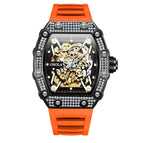 ONOLA ON3829D watch for men Fashion full diamond automatic mechanical watch men's silicone strap waterproof watch