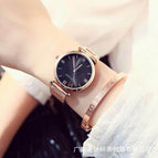 GUOU women's watch purple large dial European and American fan fashion simple quartz watch Roman graduated steel band watch women