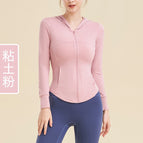 Spring and Summer Cool Feeling Sun Protection Sports Coat Women's Slim Fit Slimming Zipper Hoodie Running Quick-Drying Top MZ21