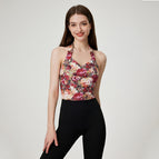 Romantic Sports Vest Women's Yoga Bra Spring and Summer Abdominal Exercising Chest Pad Tops running fitness top HN128